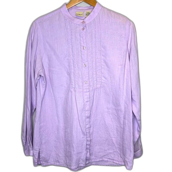 LL Bean Womens 100% Linen Tunic‎ Lilac Medium - Picture 1 of 12